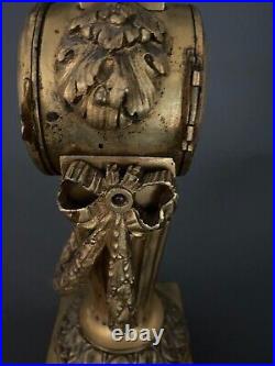 Pendule époque XVIIIe en bronze doré Louis XVI cadran émail H5378