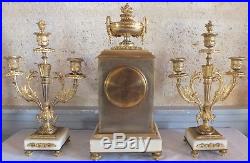 Pendule et candélabres bronze doré marbre époque 19ème