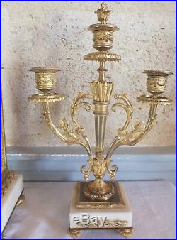 Pendule et candélabres bronze doré marbre époque 19ème