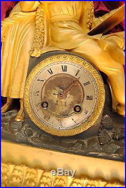 Pendule à fil bronze doré empire antic clock reloj kaminuhr