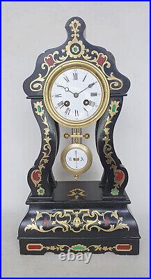 Pendule fin 19 ème révisée décor incrusté marqueterie Kaminuhr clock uhr