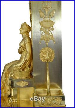 Pendule fontaine. Kaminuhr Empire clock bronze horloge antique cartel uhren