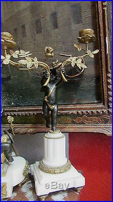Pendule garniture bronze doré 19e st L XVI napoleon III mantel clock putti anges