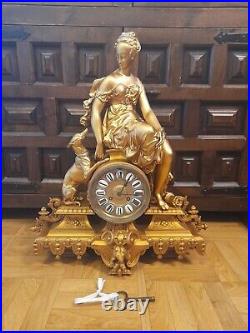Pendule horloge ancienne 19ème siècle Napoleon 3 Diane la Chasseresse