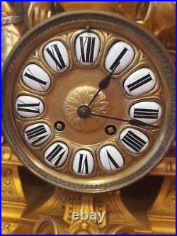 Pendule horloge ancienne 19ème siècle Napoleon 3 Diane la Chasseresse