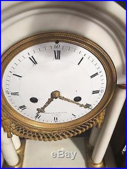 Pendule horloge cachard suc. T de Charles le roi paris marbre blanc style Louis16