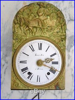Pendule horloge comtoise scène de labour d'époque 19ème