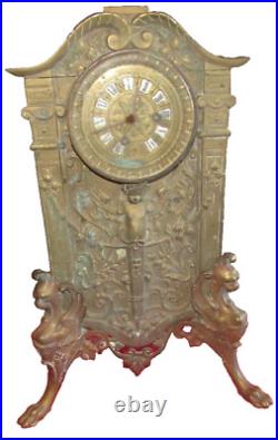 Pendule horloge début 19eme bronze époque Napoléon a restaure h 42cm