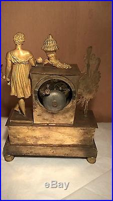 Pendule horloge en bronze ancienne XIXe Diane Chasseresse orologio