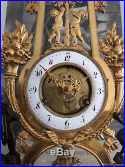Pendule horloge squelette époque Directoire en bronze XVIII révisée clock uhr