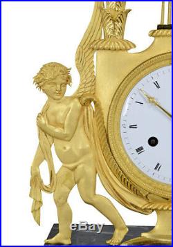 Pendule lyre. Kaminuhr Empire clock bronze horloge antique cartel uhren