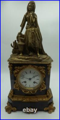 Pendule marbre et bronze époque XIXe #5297#
