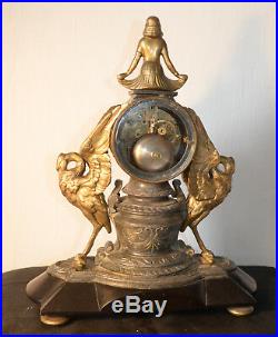 Pendule marbre et régule doré Retour d'Égypte Japy Fres Med d'Honneur XIXème