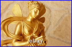 Pendule mythologique en bronze doré PSYCHE ouvrant la boite Viel Robin XIXé n545