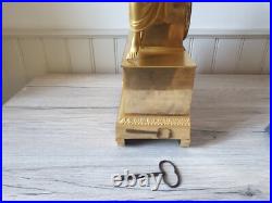 Pendule mythologique en bronze doré PSYCHE ouvrant la boite Viel Robin XIXé n545