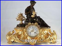 Pendule napoleon III bronze doré et patiné clock uhr reloj empire no regule