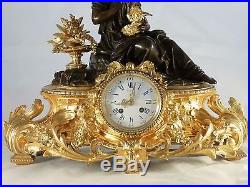 Pendule napoleon III bronze doré et patiné clock uhr reloj empire no regule