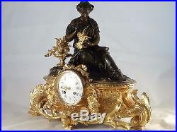 Pendule napoleon III bronze doré et patiné clock uhr reloj empire no regule