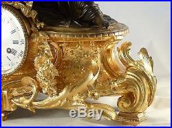 Pendule napoleon III bronze doré et patiné clock uhr reloj empire no regule