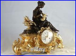 Pendule napoleon III bronze doré et patiné clock uhr reloj empire no regule