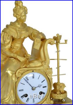 Pendule oiseaux. Kaminuhr Empire clock bronze horloge antique uhren
