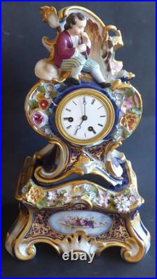 Pendule porcelaine Jacob Petit époque Napoléon III a besoin major restauration