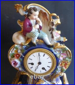Pendule porcelaine Jacob Petit époque Napoléon III a besoin major restauration