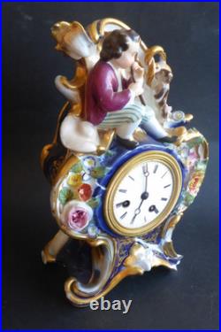 Pendule porcelaine Jacob Petit époque Napoléon III a besoin major restauration