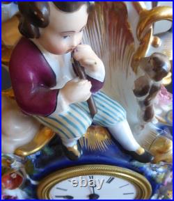 Pendule porcelaine Jacob Petit époque Napoléon III a besoin major restauration