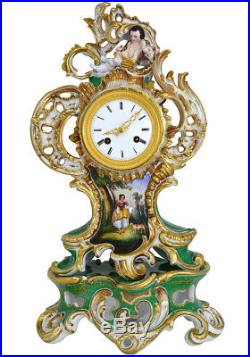 Pendule porcelaine. Kaminuhr Empire clock bronze horloge antique sevres vase