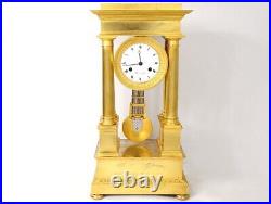 Pendule portique à colonnes bronze doré Flocard Paris Empire clock XIXème