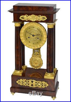Pendule portique acajou. Uhren clock bronze horloge XIX french antique