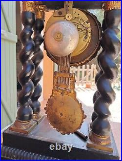 Pendule portique ancien Napoléon III en bois marqueterie 1844/1849 N°5619/171
