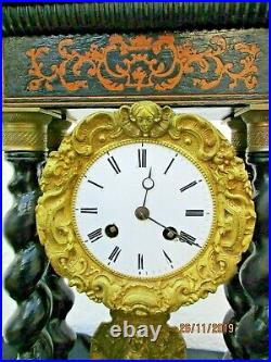 Pendule portique bois noirci bronze dore époque napoleon III pendulum gantry 19e