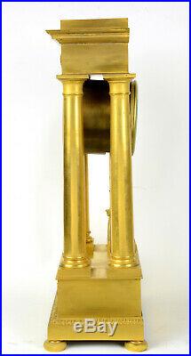 Pendule portique empire restaruation bronze doré au mercure par LAMBELET ormolu