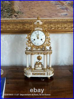 Pendule portique marbre Louis XVI horloge Old clock bronze marble