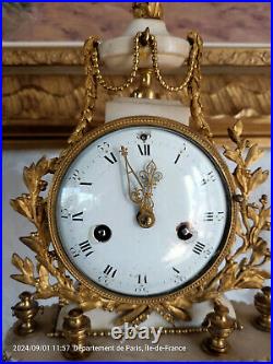 Pendule portique marbre Louis XVI horloge Old clock bronze marble