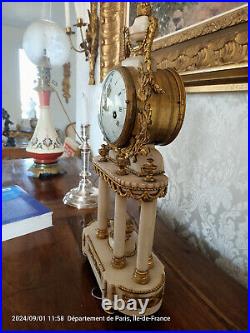 Pendule portique marbre Louis XVI horloge Old clock bronze marble