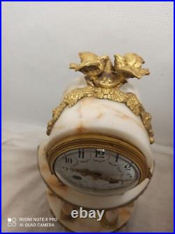 Pendule portique st Louis XVI marbre bronze dore fonctionne sonne