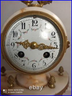 Pendule portique st Louis XVI marbre bronze dore fonctionne sonne