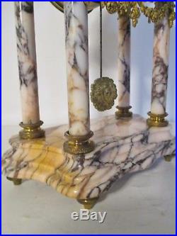 Pendule portique style Louis XVI Bronze doré et marbre Japy frères fin XIXe