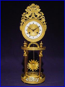 Pendule squelette Empire bronze doré french clock uhr XIXéme (1810-1815)