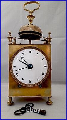 Pendule uhr officier voyage comtoise capucine 2 cloches sonnerie quarts