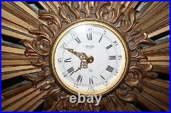 Pendule vintage JAEGER Electronic Paris Lic ATO soleil 1950's mural clock