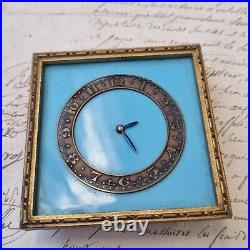 Pendulette Email Bleu Suiss Vintage Made Blue Enamel Clock Suisse