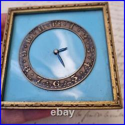 Pendulette Email Bleu Suiss Vintage Made Blue Enamel Clock Suisse