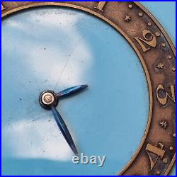 Pendulette Email Bleu Suiss Vintage Made Blue Enamel Clock Suisse