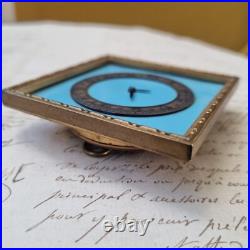 Pendulette Email Bleu Suiss Vintage Made Blue Enamel Clock Suisse