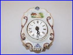Petit Mouvement Pendule Horloge Foret Noire XIX Fronton Porcelaine D