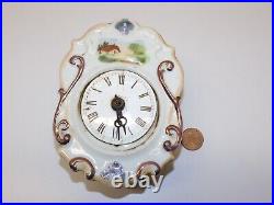 Petit Mouvement Pendule Horloge Foret Noire XIX Fronton Porcelaine D